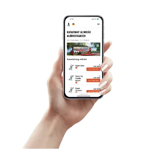 Kayakomat booking interface displayed on a smartphone