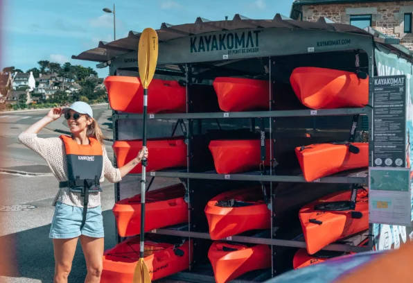 Kayakomat self-service station beside the coast